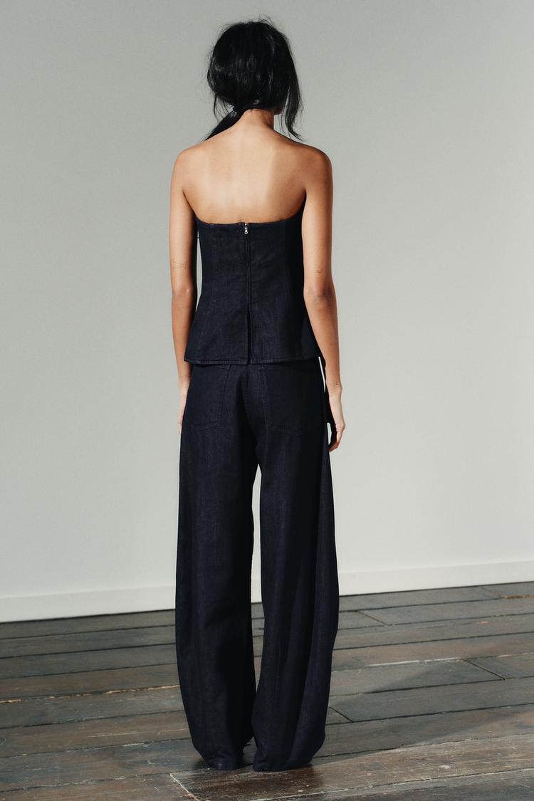 TRF DENIM BANDEAU TOP