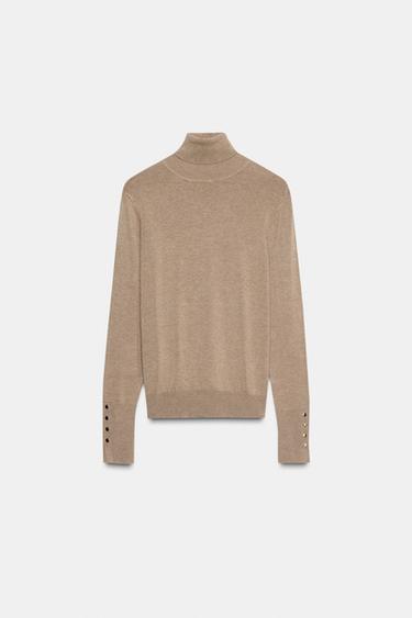 BASIC-STRICKPULLOVER MIT STEHKRAGEN - Nerzfarben Vigoré von Zara