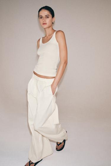 RUSTIC RIBBED TOP - Ecru by Zara