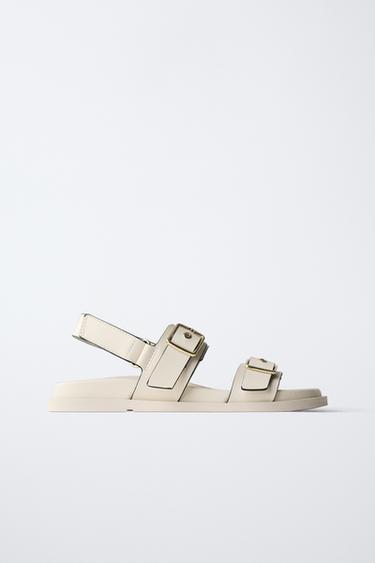 SANDALIA HEBILLAS - Blanco Crudo de Zara