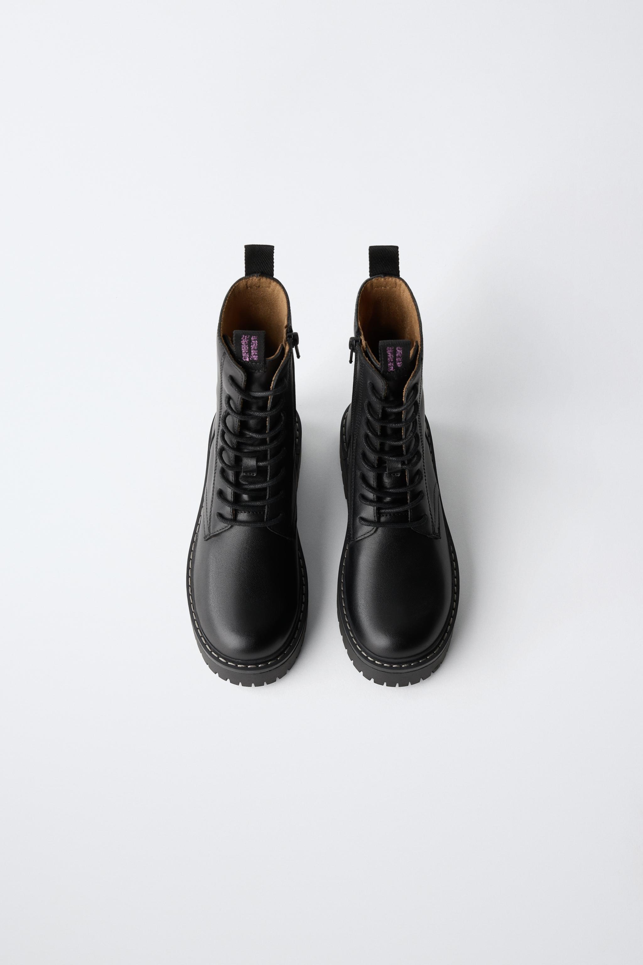 LEATHER LACE-UP ANKLE BOOTS