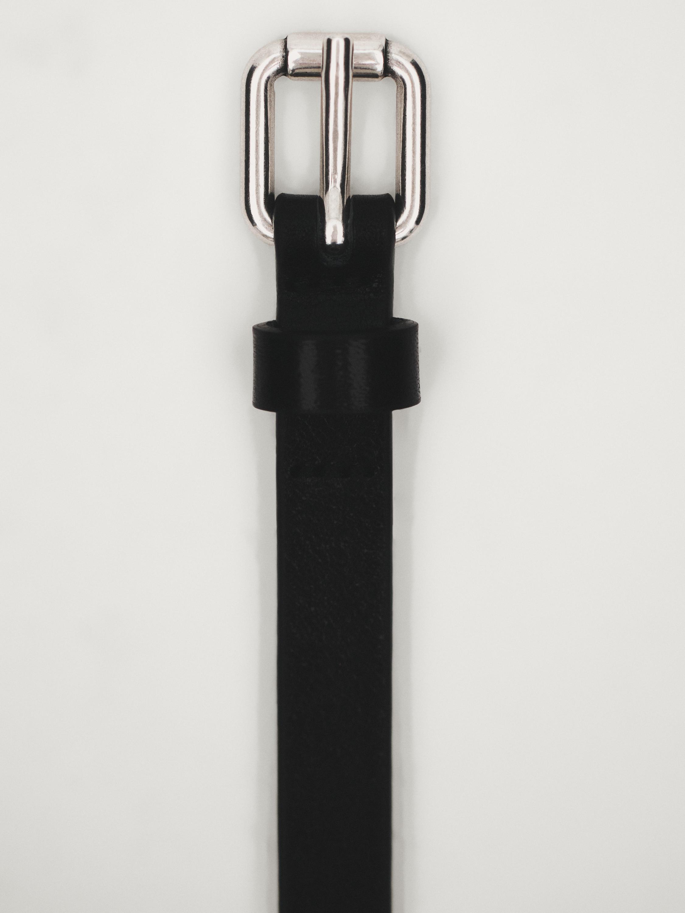 Leather belt with square buckle - Black | ZARA United States