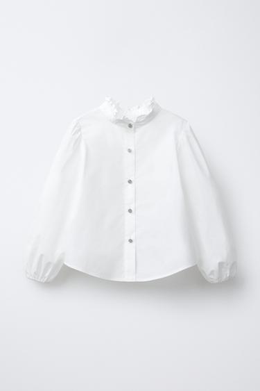 ビジューボタンシャツホワイトZaraのビジューボタンシャツ - ホワイト 