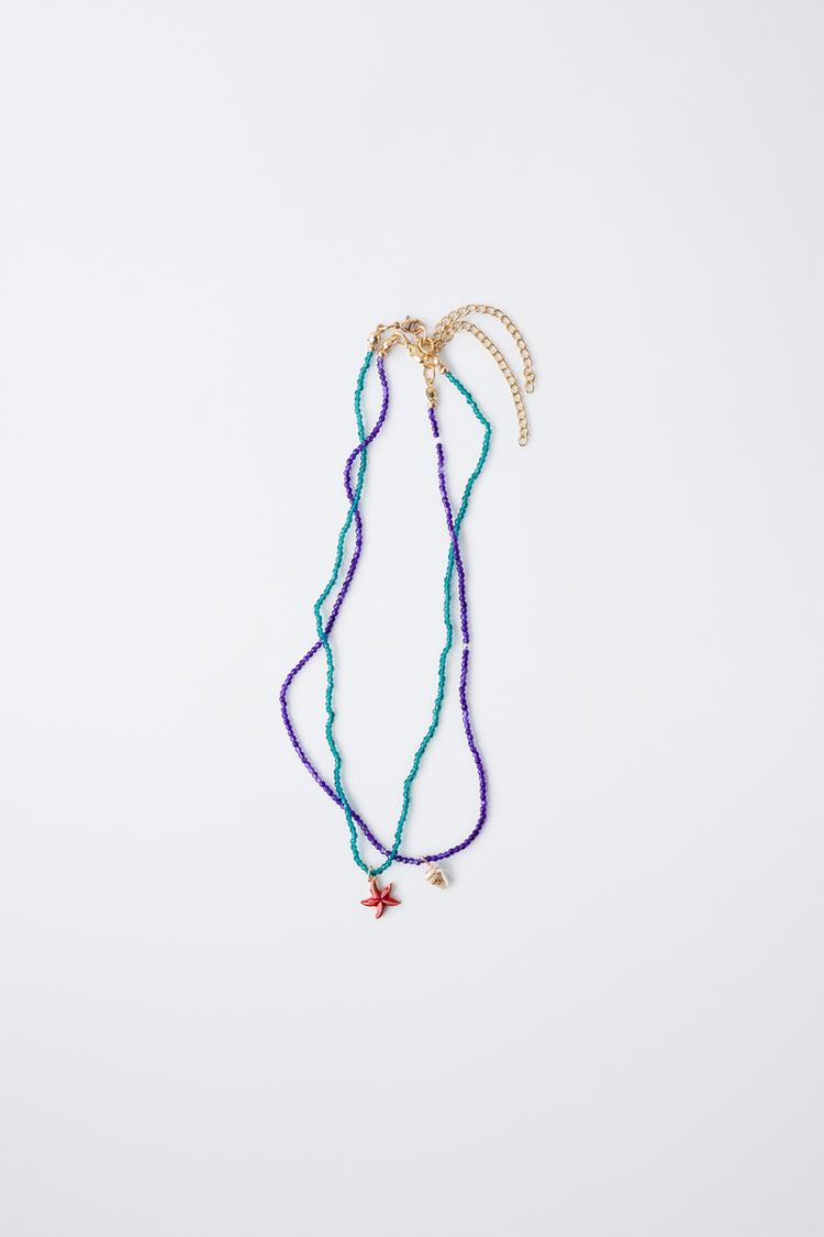 海のビーズネックレス 2本セット - ブルー | ZARA Japan / 日本 