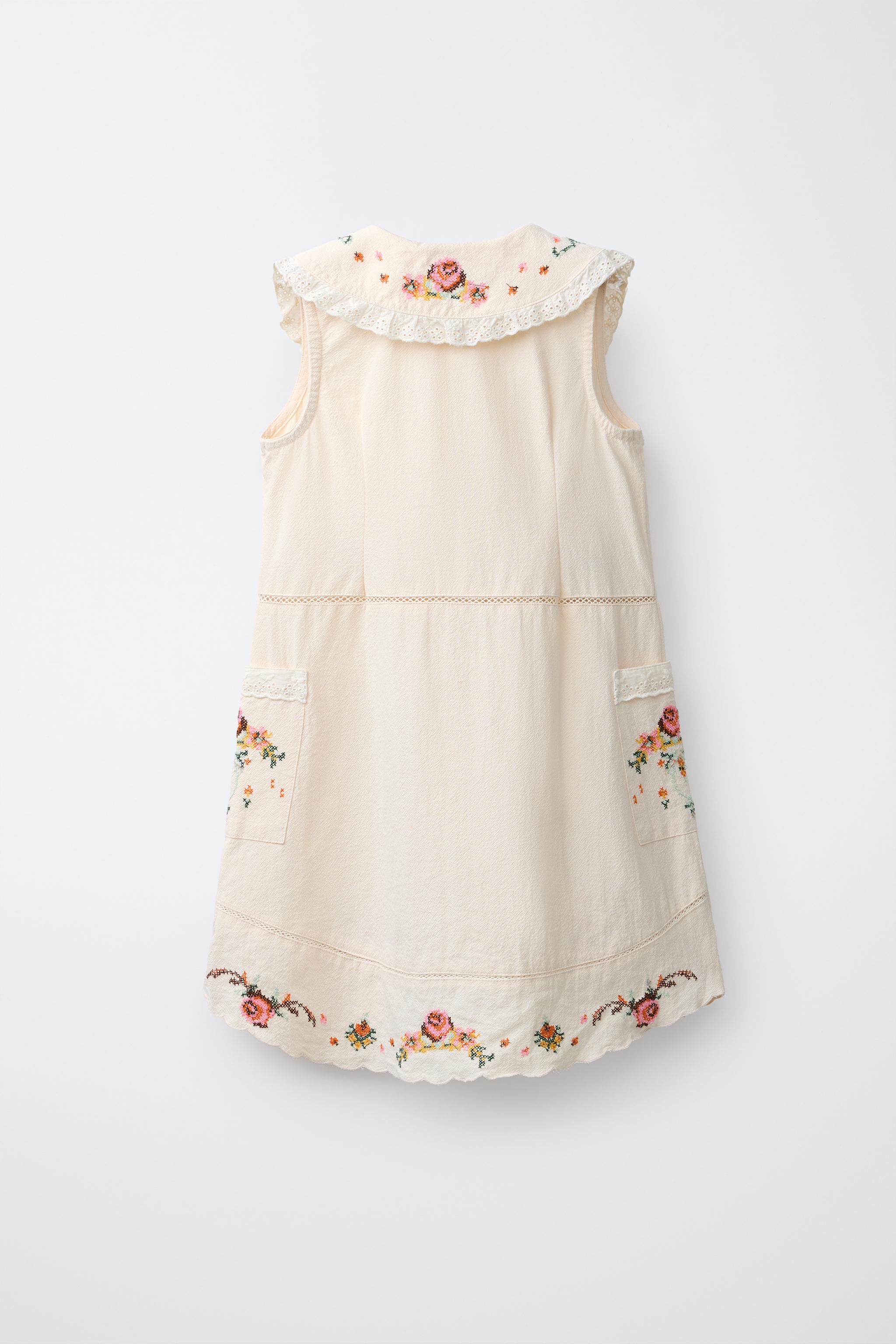 EMBROIDERED PETER PAN COLLAR DRESS