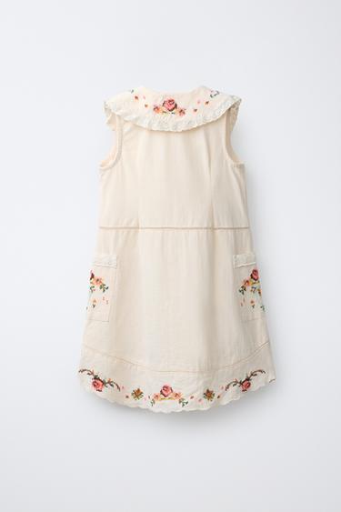 EMBROIDERED PETER PAN COLLAR DRESS - Ecru by Zara - Image 1