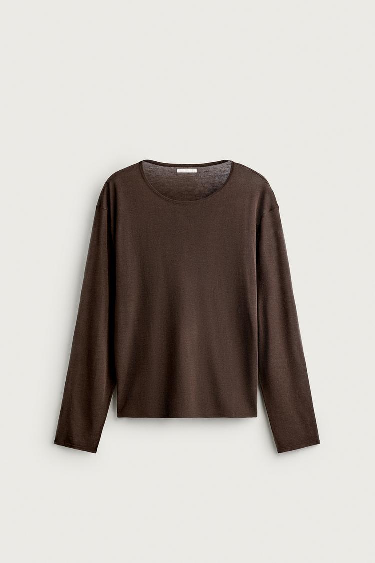 SEMI-SHEER KNIT T-SHIRT