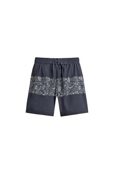 LONG FLORAL PRINT SWIMMING TRUNKS - Navy blue by Zara