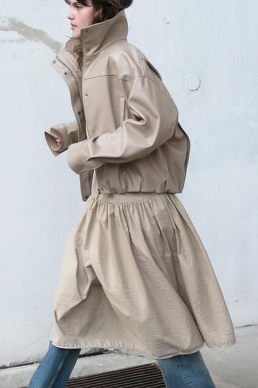 LEATHER EFFECT JACKET WITH PLEATS - Stone marl by Zara - Image 5