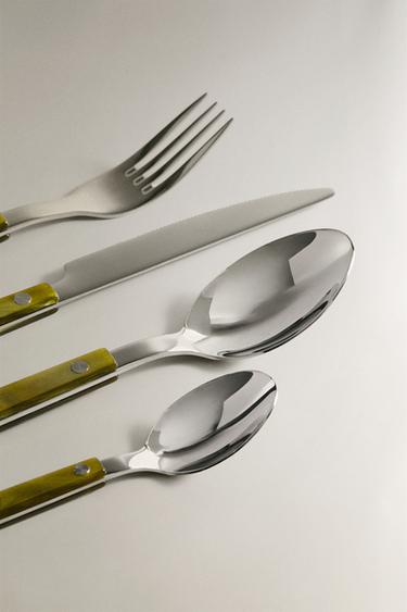 4-PIECE CUTLERY SET WITH ACRYLIC HANDLE - GREEN by Zara - Image 1