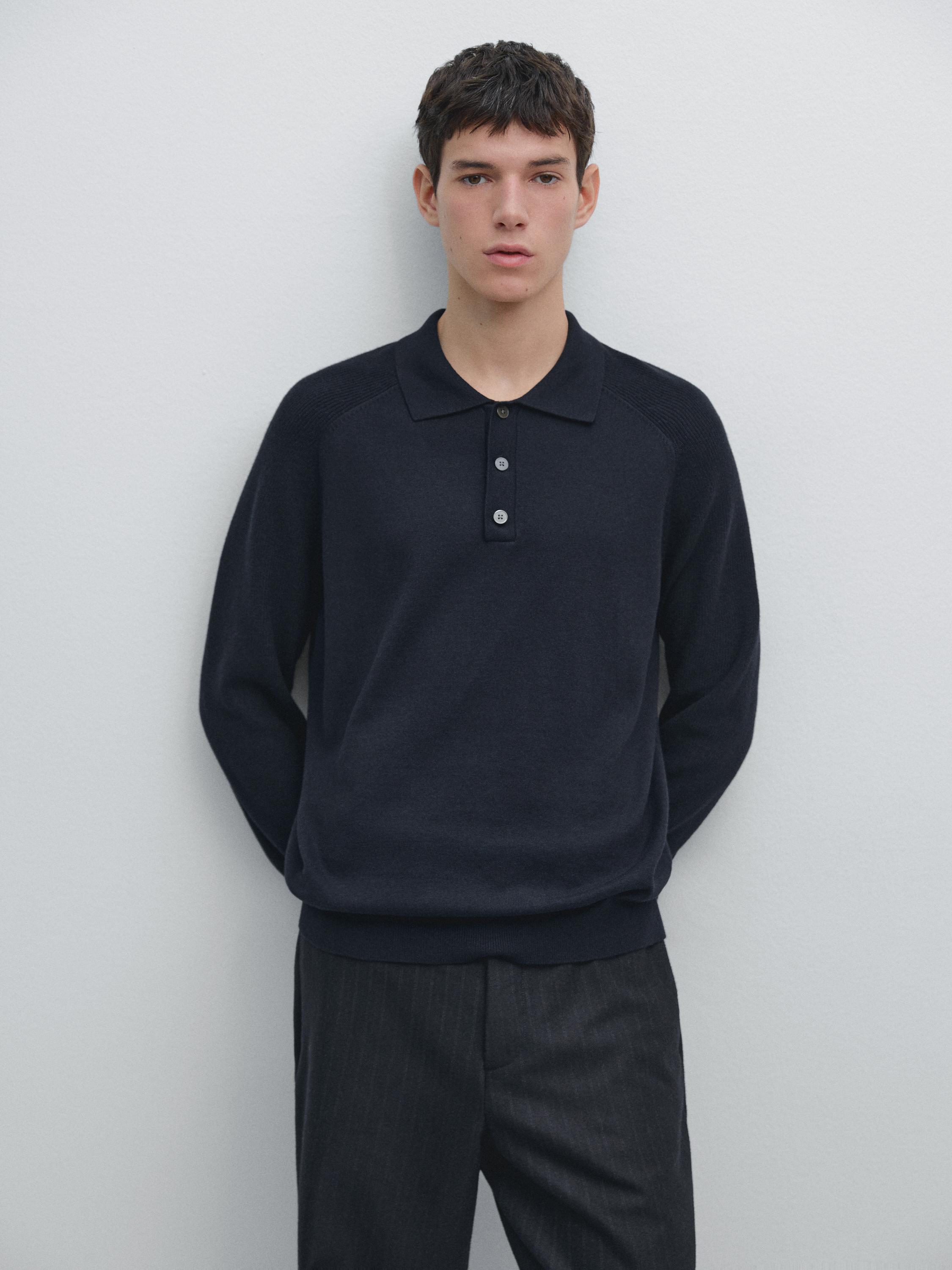 Pull polo en maille de coton mélang
