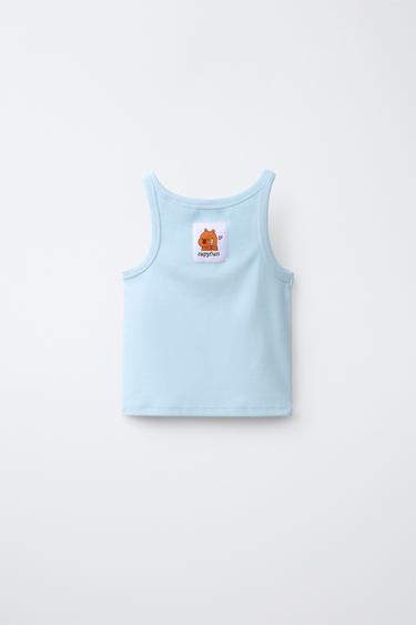 تيشرت RIB بطبعة CAPIBARA CAPYFUN © - أزرق باستيل الخاص بـ Zara