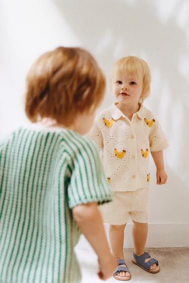 KNITTED CROCHET BANANA SHIRT - Ecru by Zara
