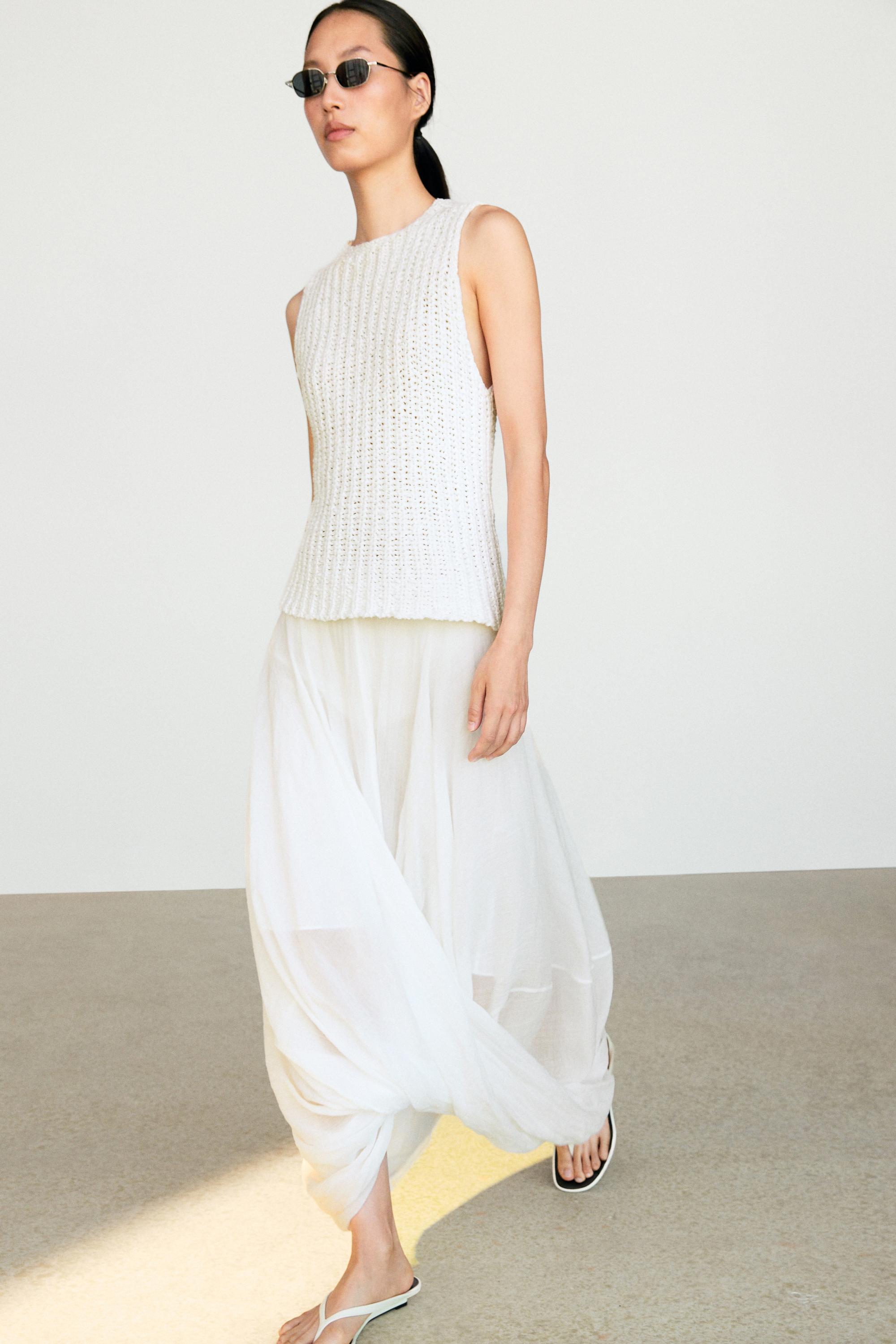 Textured cotton knit top