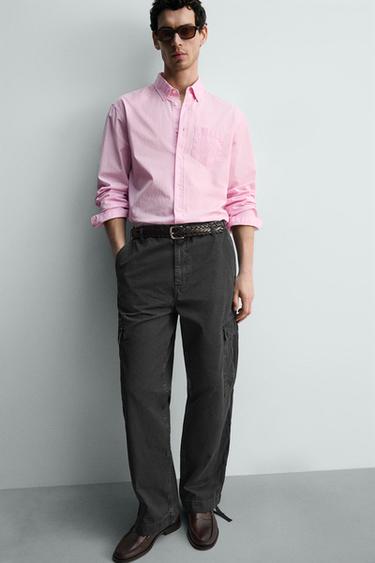 PANTALON BATTLE COUPE DÉCONTRACTÉE DÉLAVÉ - Bleu de Zara - Image 5