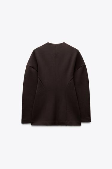 FITTED INTERLOCK BLAZER - Dark brown by Zara - Image 5