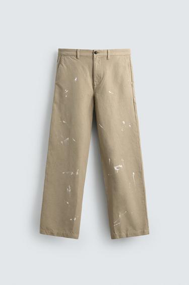 STRAIGHT FIT CHINOBROEK MET SPATTEFFECT - Beige van Zara