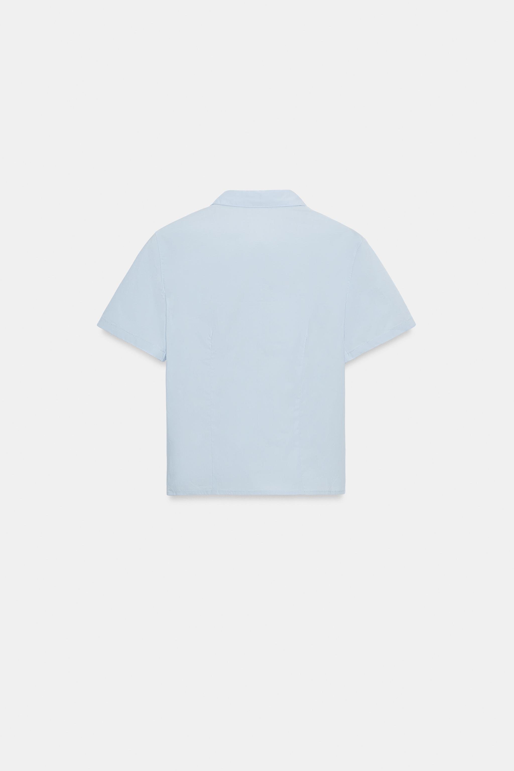 ギャザー入りポプリンシャツ - ホワイト | ZARA Japan / 日本