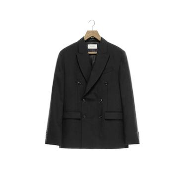 Zara 100% WOOL DOUBLE BREASTED SUIT BLAZER - Black