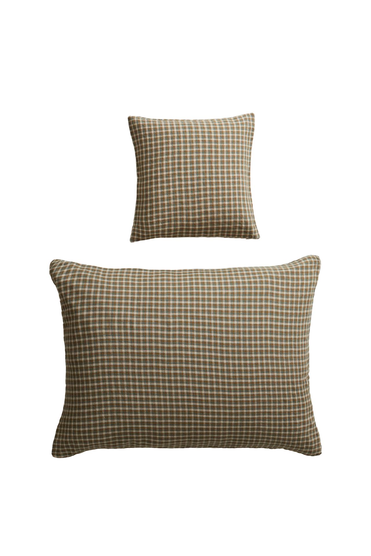 CHECKED LINEN CUSHION COVER