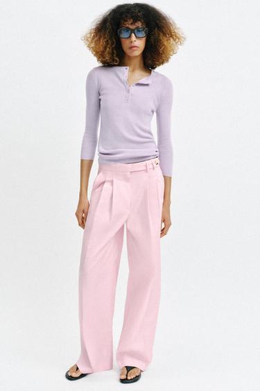 KNIT JUMPER WITH BUTTONS - Light lilac by Zara