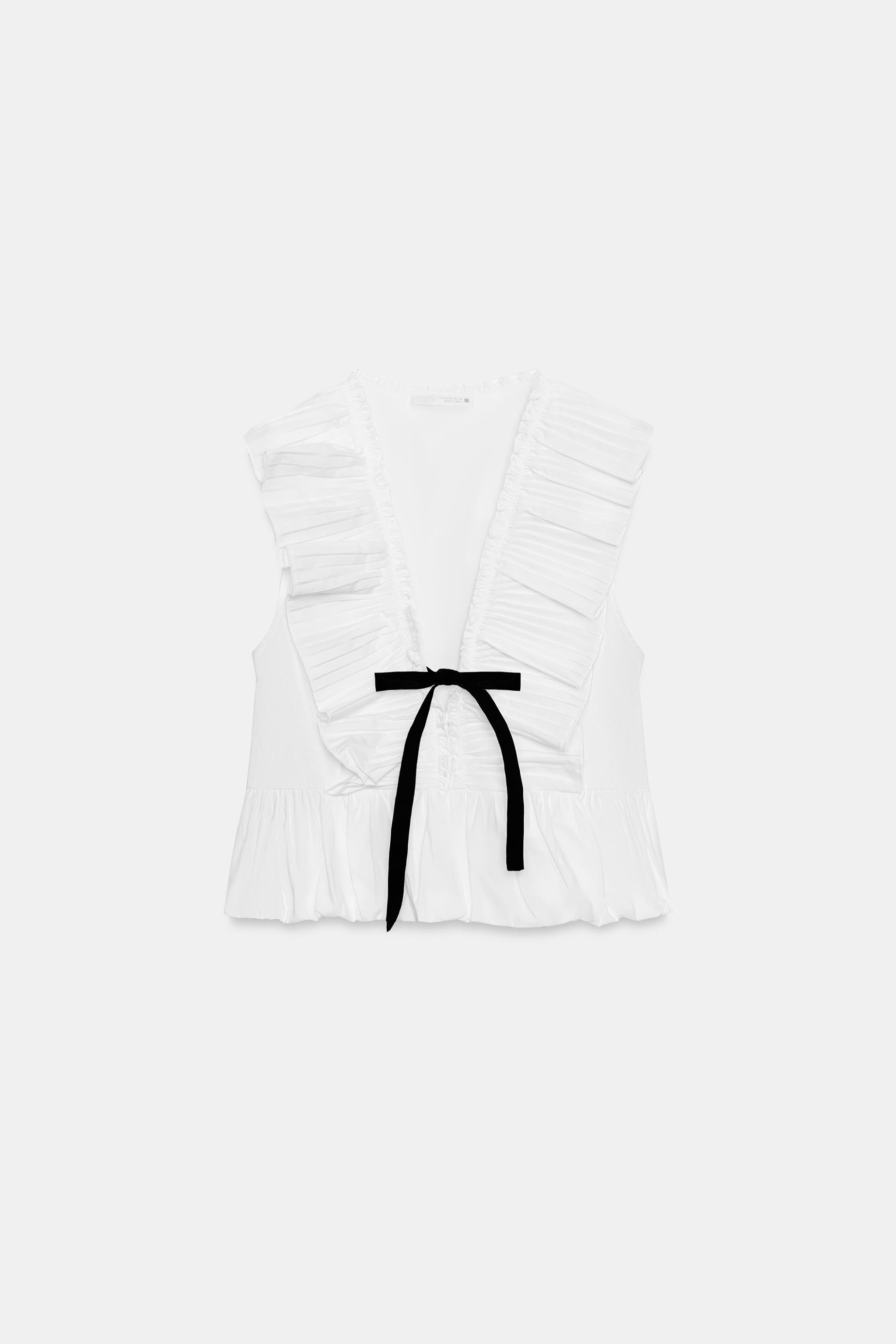 PLEATED RUFFLE BOW TOP