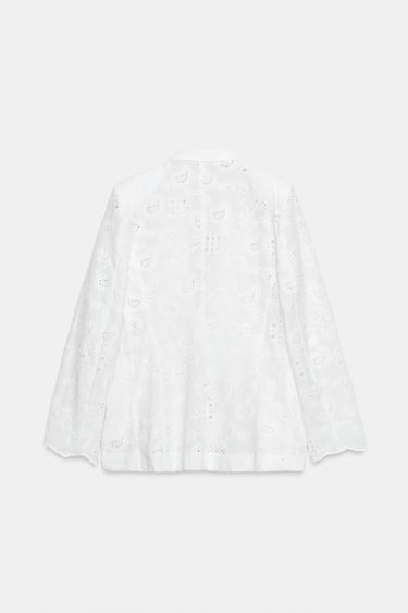 FITTED BLAZER WITH EMBROIDERED SHOULDER PADS - White by Zara - Image 7