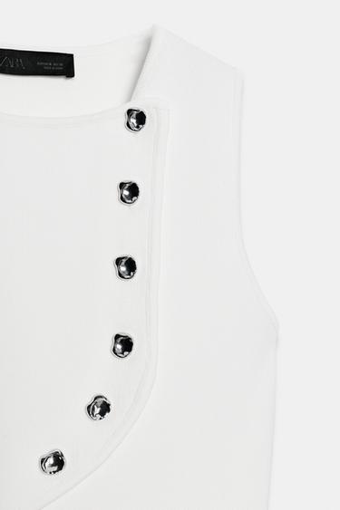 TOP EN MAILLE FERMETURE ASYMÉTRIQUE - Blanc de Zara - Image 5