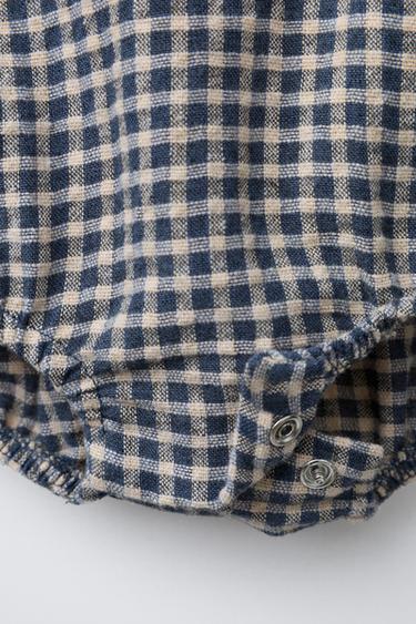 BODY À CARREAUX VICHY - Bleu marine de Zara - Image 3
