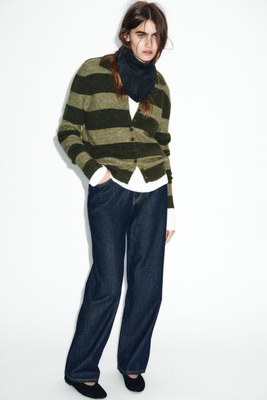 STRIPED CARDIGAN - GREEN by Zara