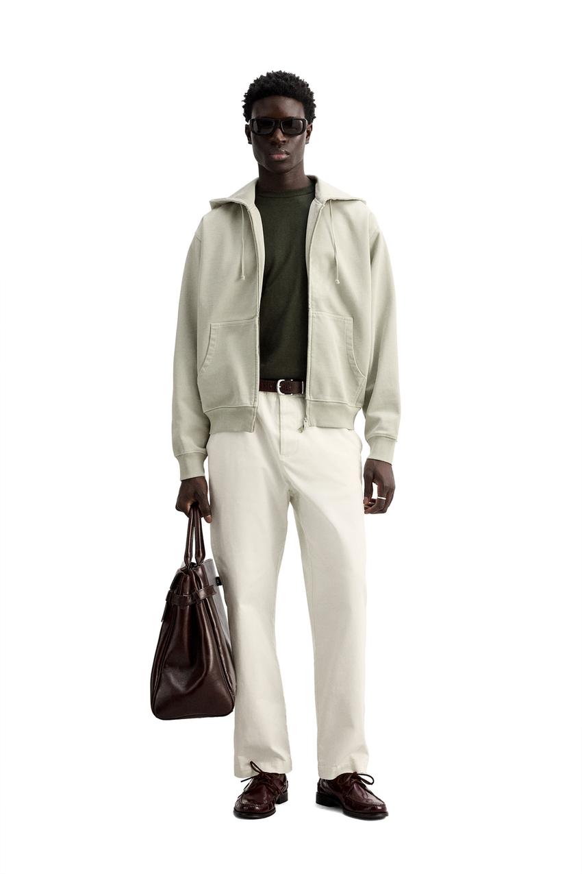 WASHED HOODED ZIP SWEATSHIRT