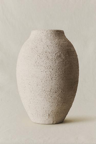 ROUGH-EFFECT CERAMIC VASE - Grey by Zara
