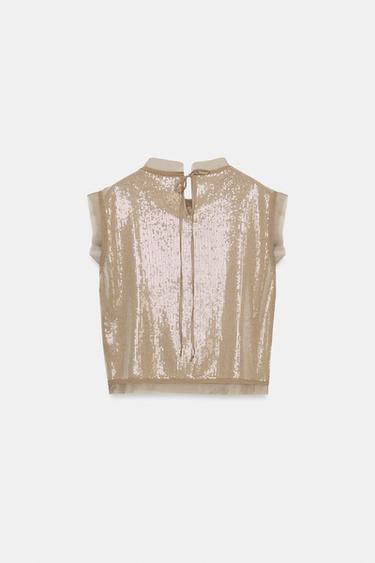 TOP EN MAILLE ET PAILLETTES - Vison de Zara - Image 8