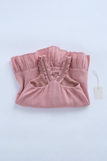 ZARA TIMELESS - EMBROIDERED STRAPPY LINEN BLEND DRESS - Mid-pink by Zara - Image 1
