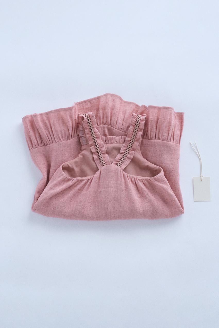 TIMELESZ - EMBROIDERED LINEN STRAP DRESS