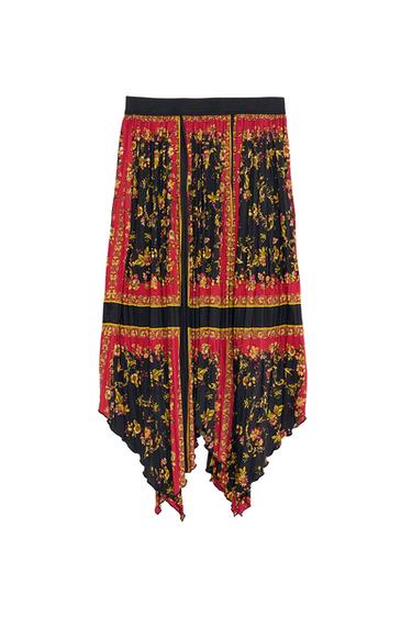PRINTED PLEATED-EFFECT SKIRT