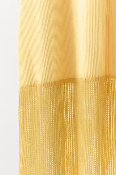 COMBINED RIB KNIT DRESS - Yellow by Zara - Image 7