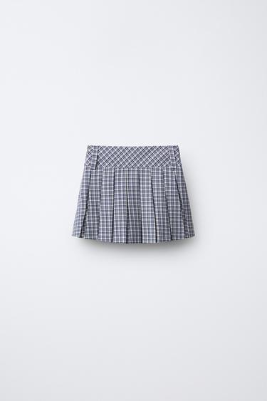JUPE À CARREAUX ET BOUTONS - Bleu de Zara - Image 1