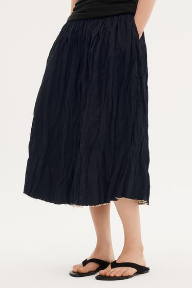 CRINKLED MIDI SKIRT WILLY CHAVARRIA X ZARA - Navy blue by Zara