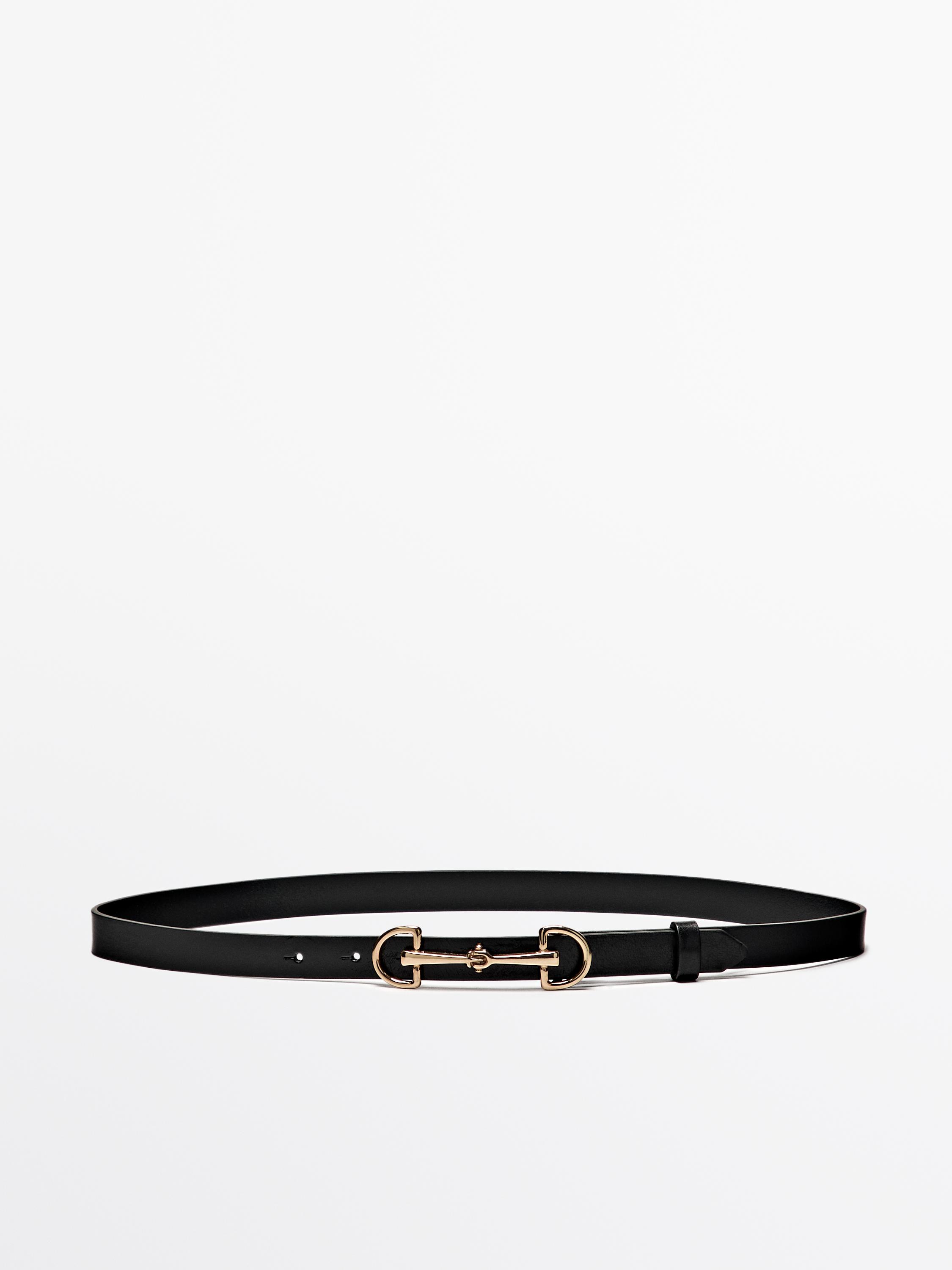 【Massimo dutti】メタルパーツ付きレザーベルト クーポン対象】MASTER&Co. マスターアンドコー 型押し レザー