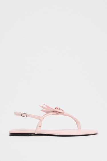 FLAT FLOWER SANDALS - Pink by Zara