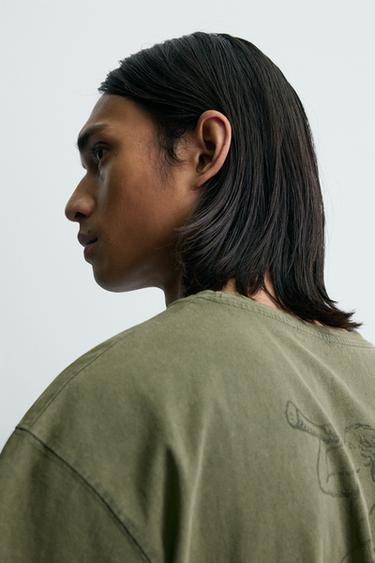 RELAXED FIT MERMAID PRINT T-SHIRT - Mid-green by Zara - Image 5