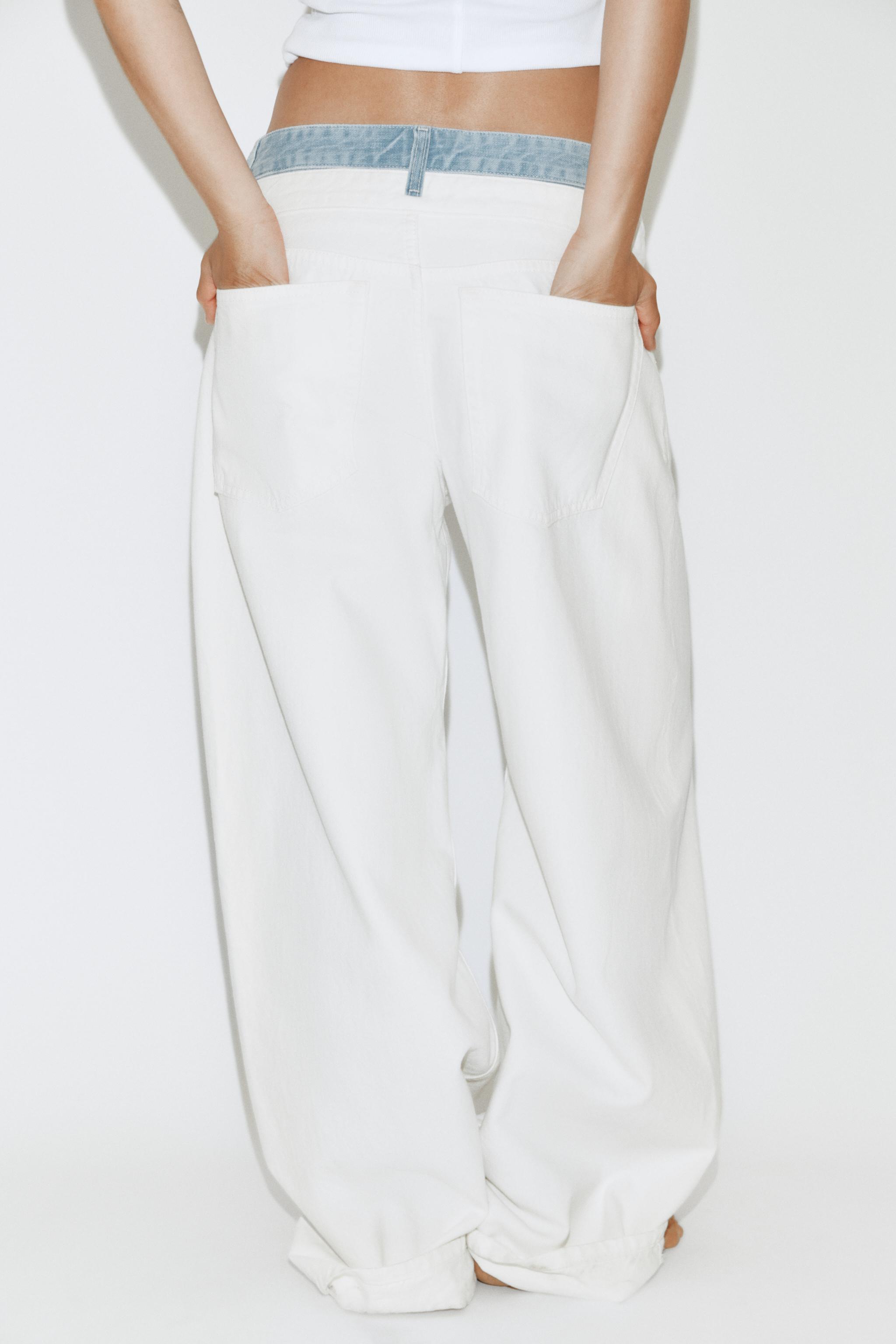 Женские джинсы Zara TRF STRAIGHT DOUBLE WAISTBAND MID-RISE JEANS — фото 6