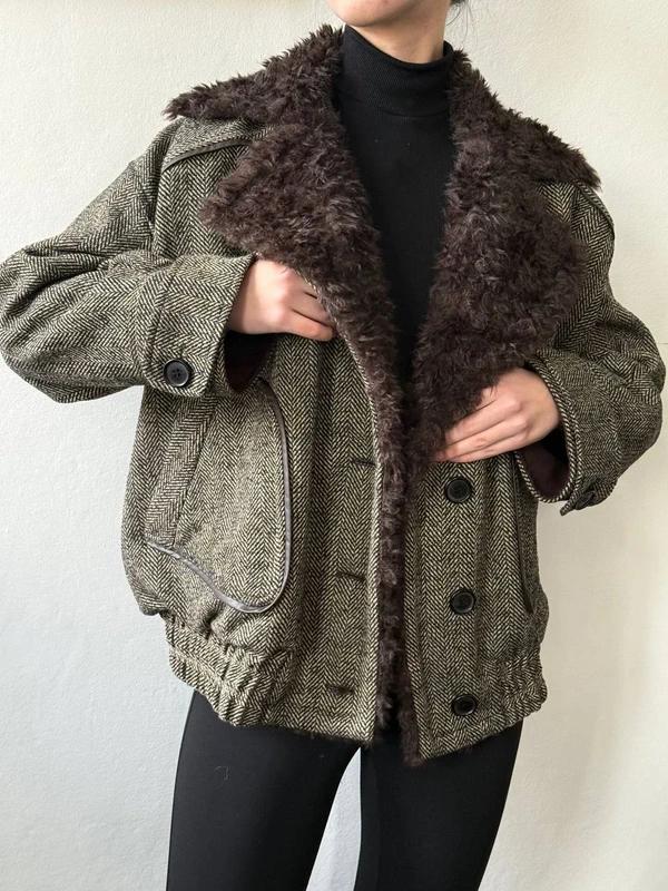 LIMITED EDITION HERRINGBONE COMBINED BOMBER JACKET - Image 5