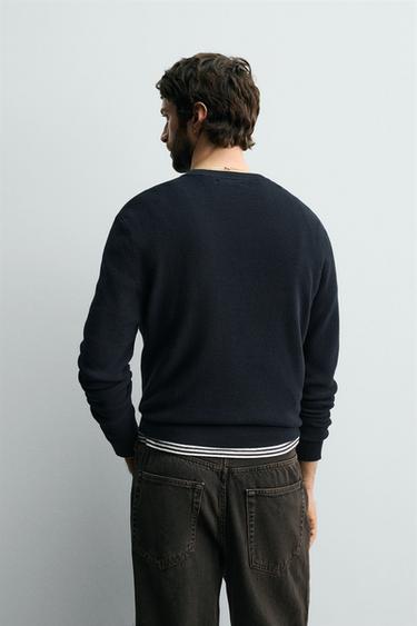 REGULAR FIT WAFFLE JUMPER - Navy blue by Zara - Image 2