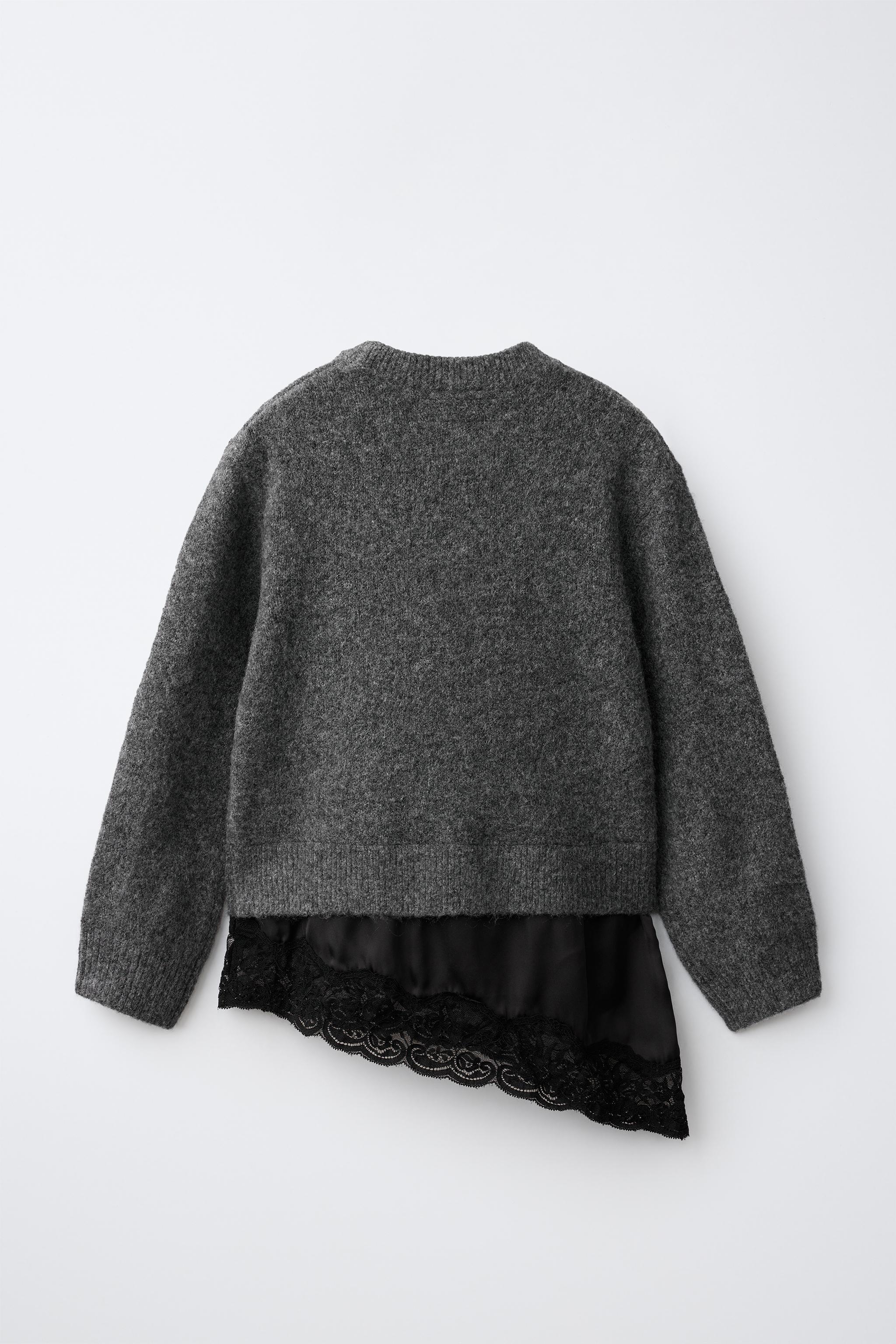 レースコンビニットセーター - ダークアンソラジット | ZARA Japan / 日本