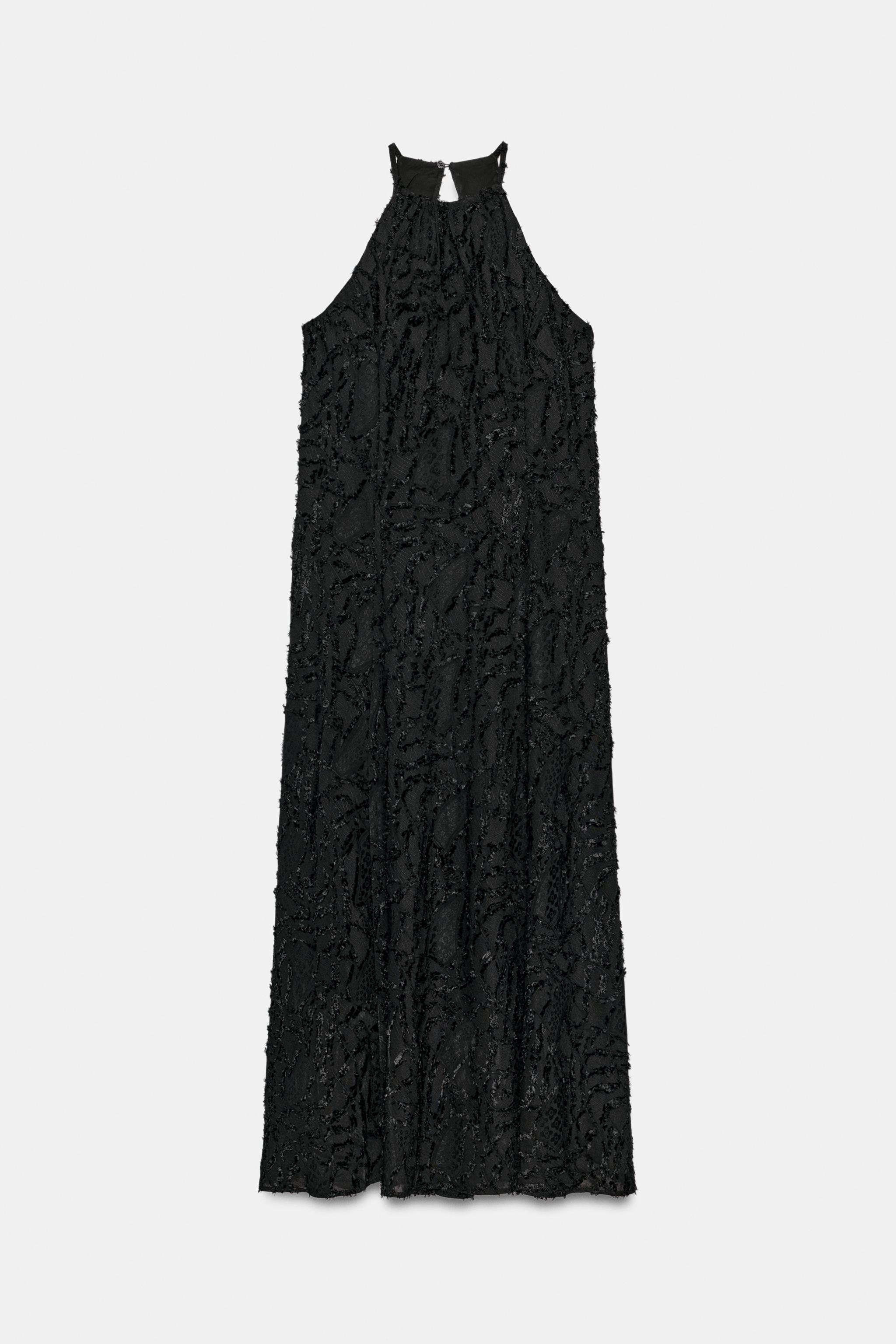 フリンジ加工ミディワンピース - ブラック | ZARA Japan / 日本