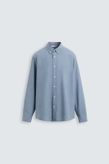 Zara REGULAR FIT SHIRT - Dusty blue