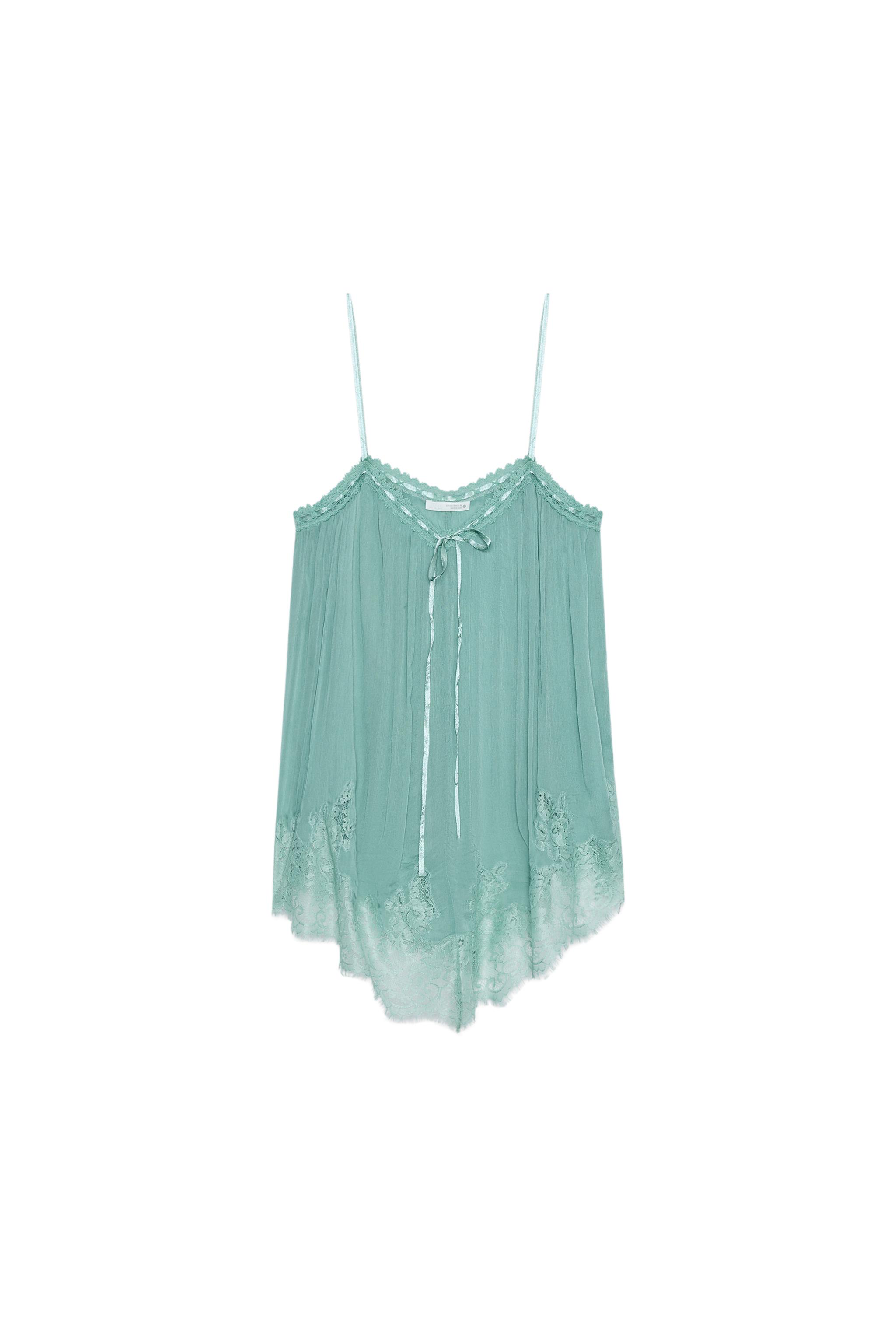 LACE STRAP TOP ZW COLLECTION - Turquoise | ZARA United States