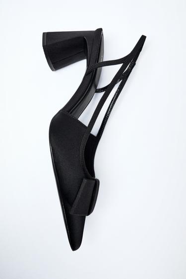 SLINGBACK HEELS WITH BOW DETAIL - Black by Zara
